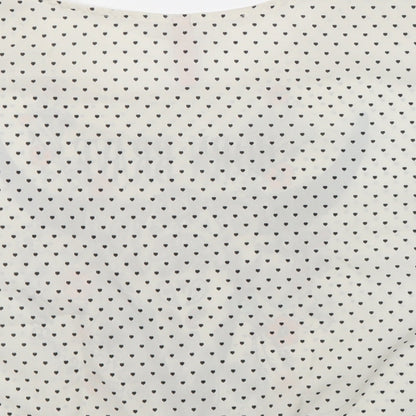 Bershka Girls White Polka Dot Polyester Cropped T-Shirt Size S Round Neck Pullover