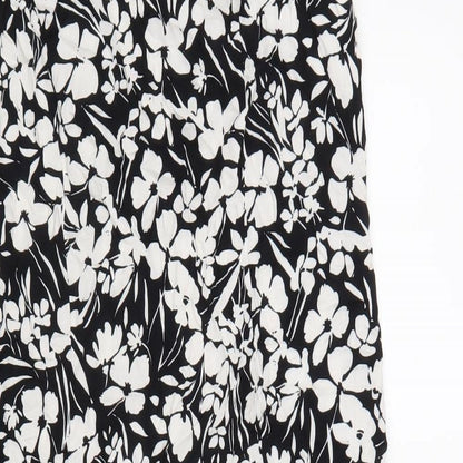 Primark Womens Black Floral Viscose A-Line Size 10 Scoop Neck Pullover