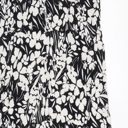 Primark Womens Black Floral Viscose A-Line Size 10 Scoop Neck Pullover