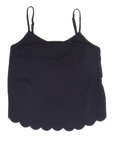 Miss Selfridge Womens Black Polyester Basic Tank Size 8 Round Neck