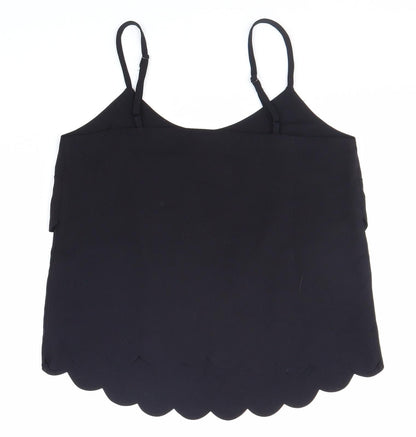 Miss Selfridge Womens Black Polyester Basic Tank Size 8 Round Neck