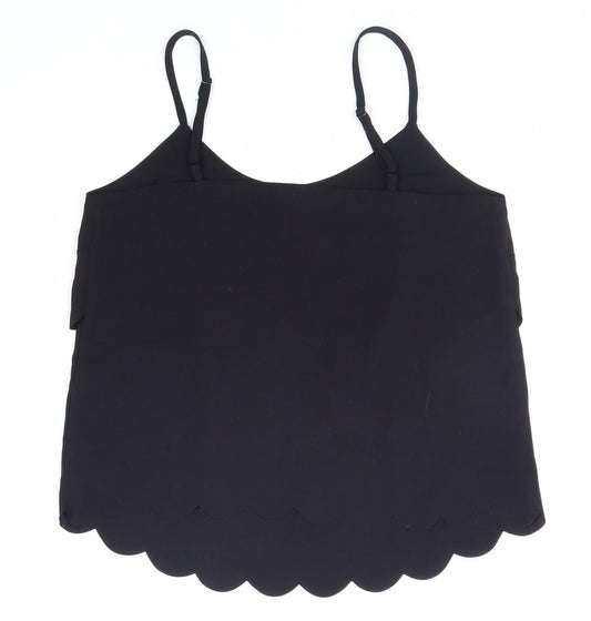 Miss Selfridge Womens Black Polyester Basic Tank Size 8 Round Neck