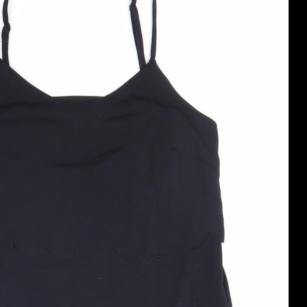 Miss Selfridge Womens Black Polyester Basic Tank Size 8 Round Neck