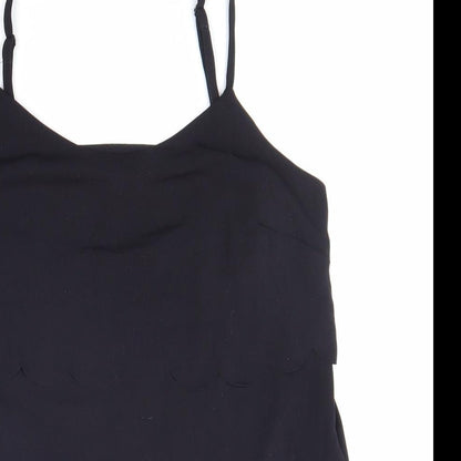 Miss Selfridge Womens Black Polyester Basic Tank Size 8 Round Neck