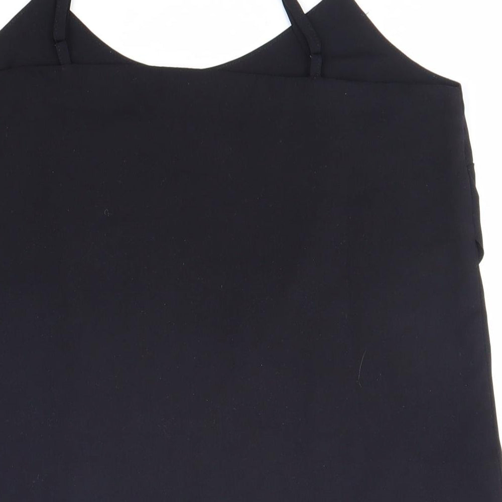 Miss Selfridge Womens Black Polyester Basic Tank Size 8 Round Neck
