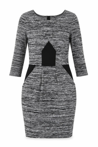 French Connection Womens Grey Polyester Pencil Dress Size 10 Boat Neck Zip