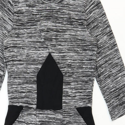 French Connection Womens Grey Polyester Pencil Dress Size 10 Boat Neck Zip