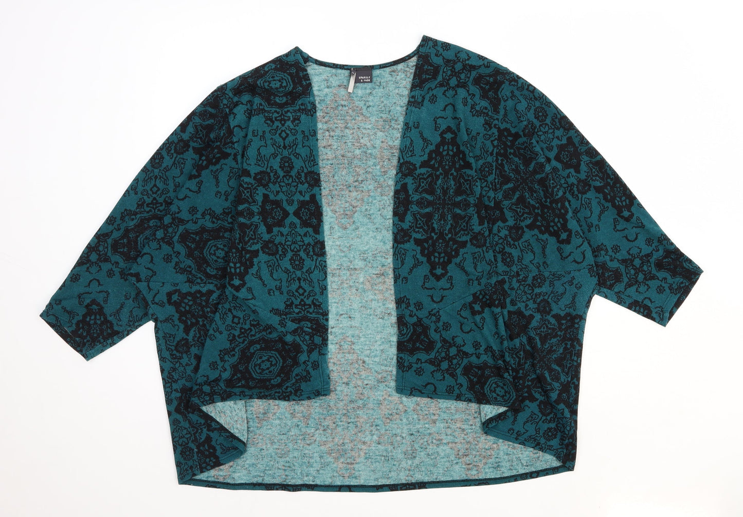 Womens UK Size M Sparkle & Fade Green Shrug Jumper