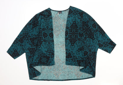 Womens UK Size M Sparkle & Fade Green Shrug Jumper