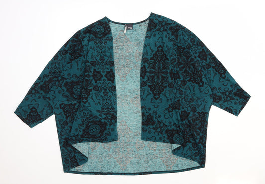 Womens UK Size M Sparkle & Fade Green Shrug Jumper