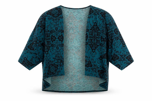 Womens UK Size M Sparkle & Fade Green Shrug Jumper