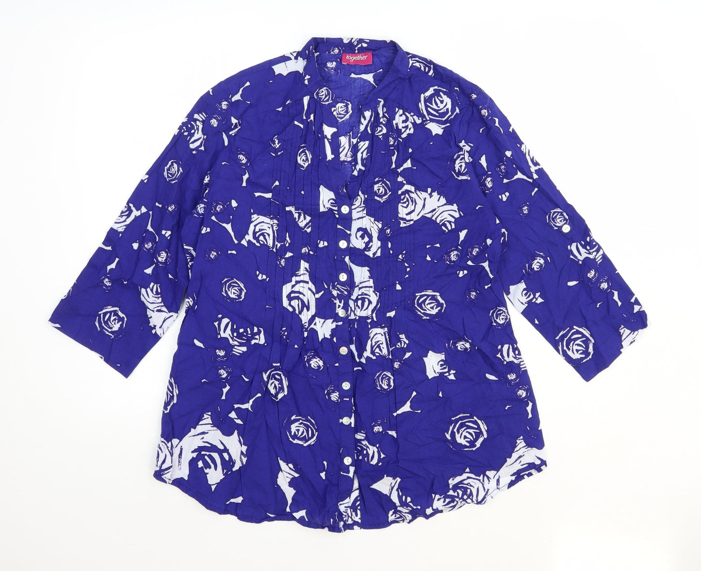 Womens UK Size M Together Blue Basic Button-Up