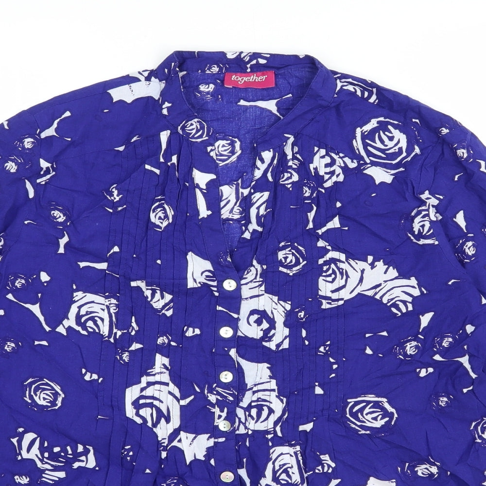 Womens UK Size M Together Blue Basic Button-Up
