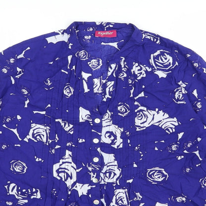 Womens UK Size M Together Blue Basic Button-Up