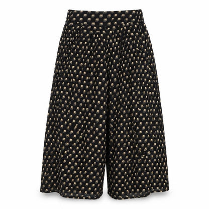 POP Womens Black Geometric Viscose Cropped Trousers Size 28 in Regular Zip