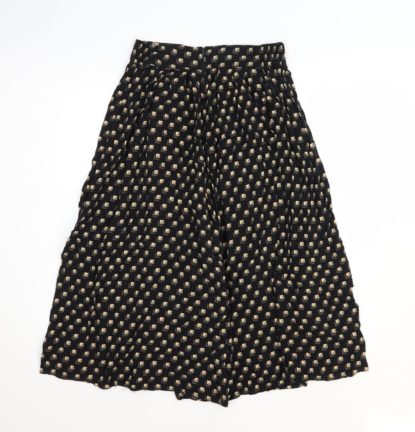 POP Womens Black Geometric Viscose Cropped Trousers Size 28 in Regular Zip