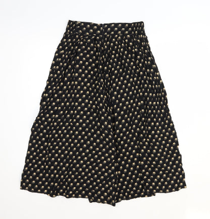 POP Womens Black Geometric Viscose Cropped Trousers Size 28 in Regular Zip