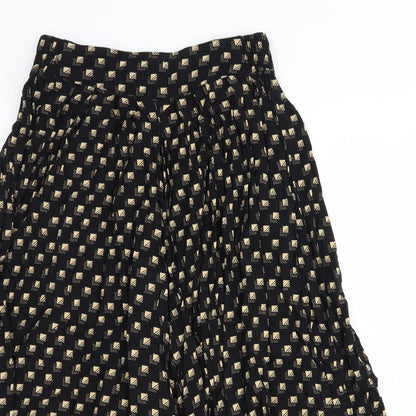 POP Womens Black Geometric Viscose Cropped Trousers Size 28 in Regular Zip