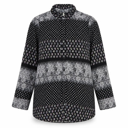 Topshop Womens Black Geometric Polyester Basic Button-Up Size 8 V-Neck