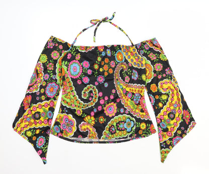 Smiffys Womens Multicoloured Geometric Polyester Basic Blouse Size M Off the Shoulder