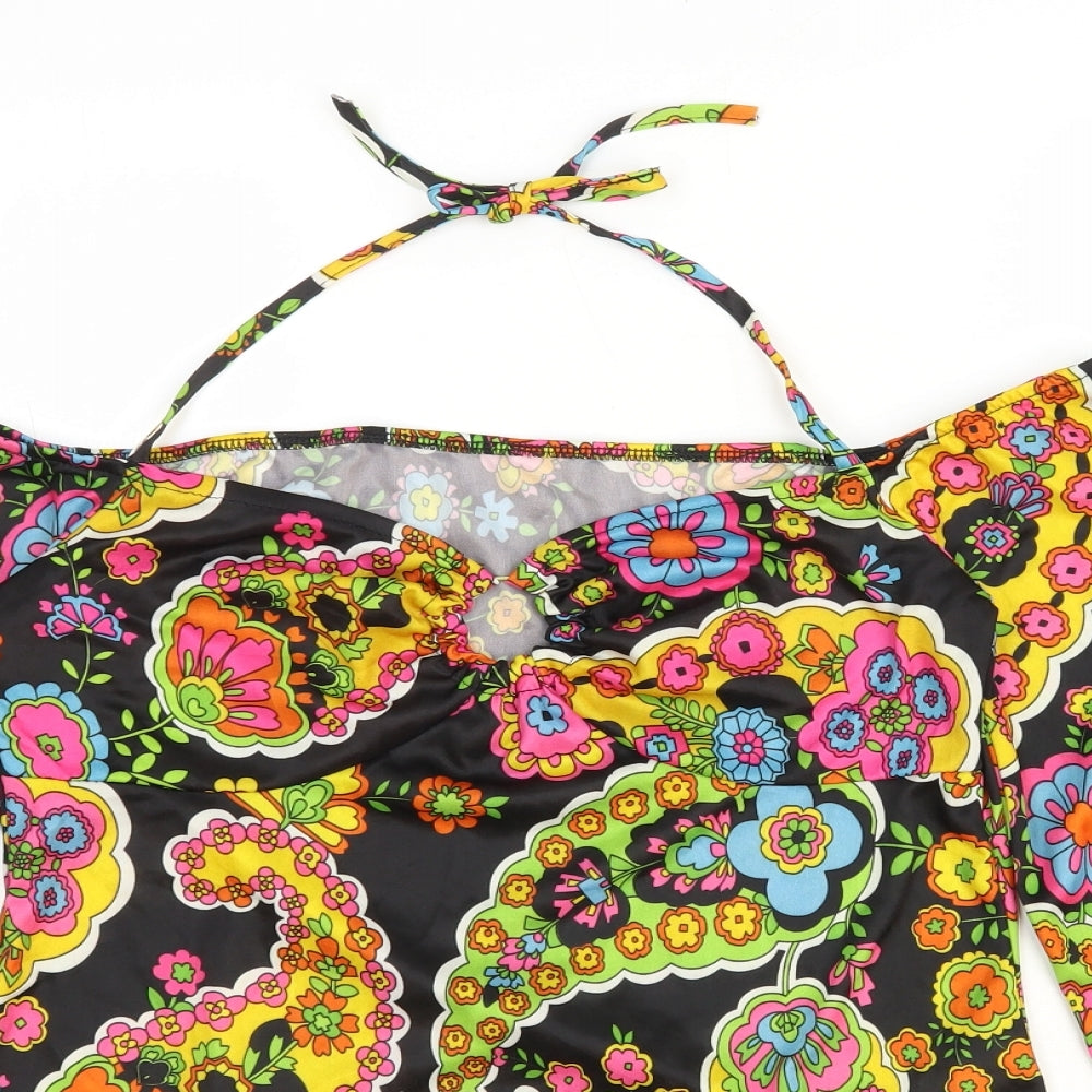 Smiffys Womens Multicoloured Geometric Polyester Basic Blouse Size M Off the Shoulder