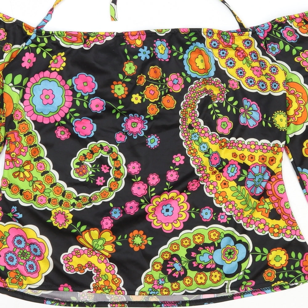 Smiffys Womens Multicoloured Geometric Polyester Basic Blouse Size M Off the Shoulder