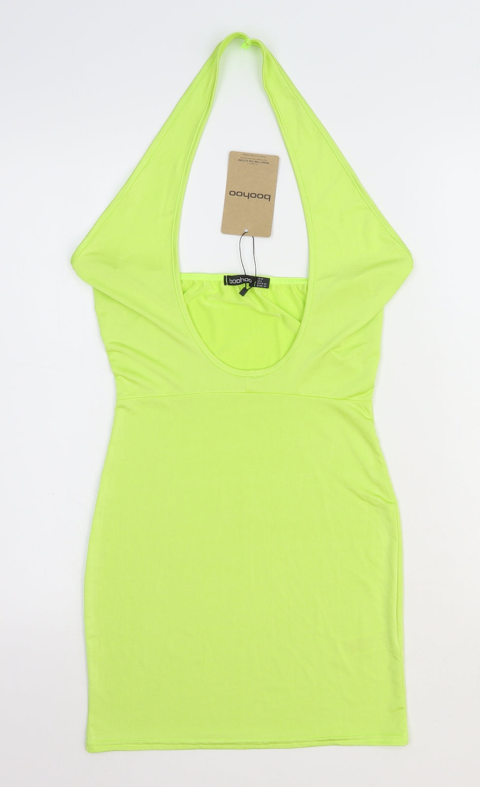 Boohoo Womens Yellow Polyester Bodycon Size 10 Halter Pullover