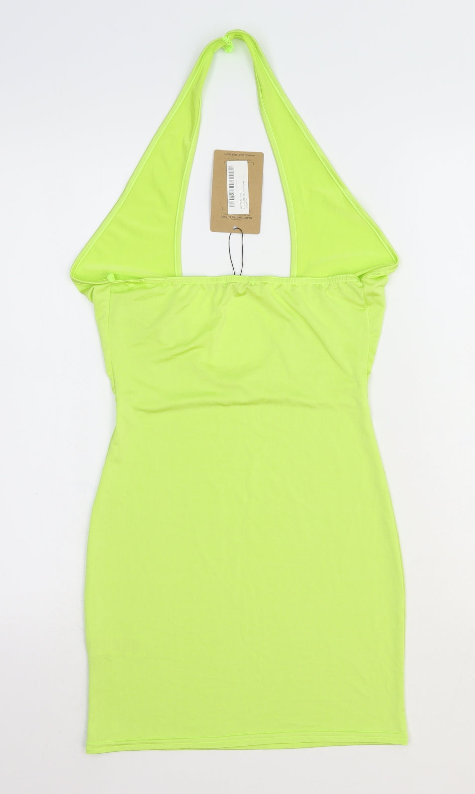 Boohoo Womens Yellow Polyester Bodycon Size 10 Halter Pullover