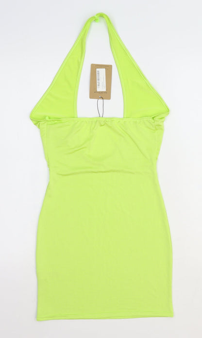 Boohoo Womens Yellow Polyester Bodycon Size 10 Halter Pullover