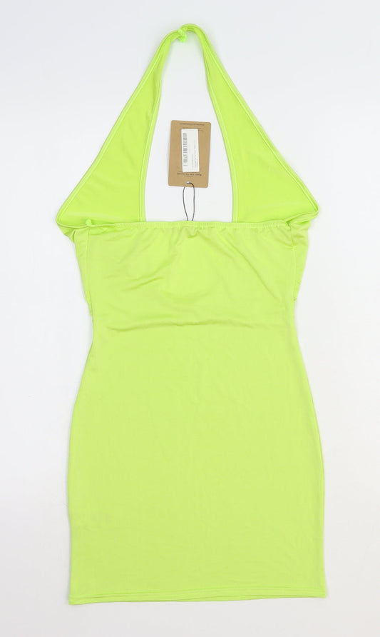 Boohoo Womens Yellow Polyester Bodycon Size 10 Halter Pullover