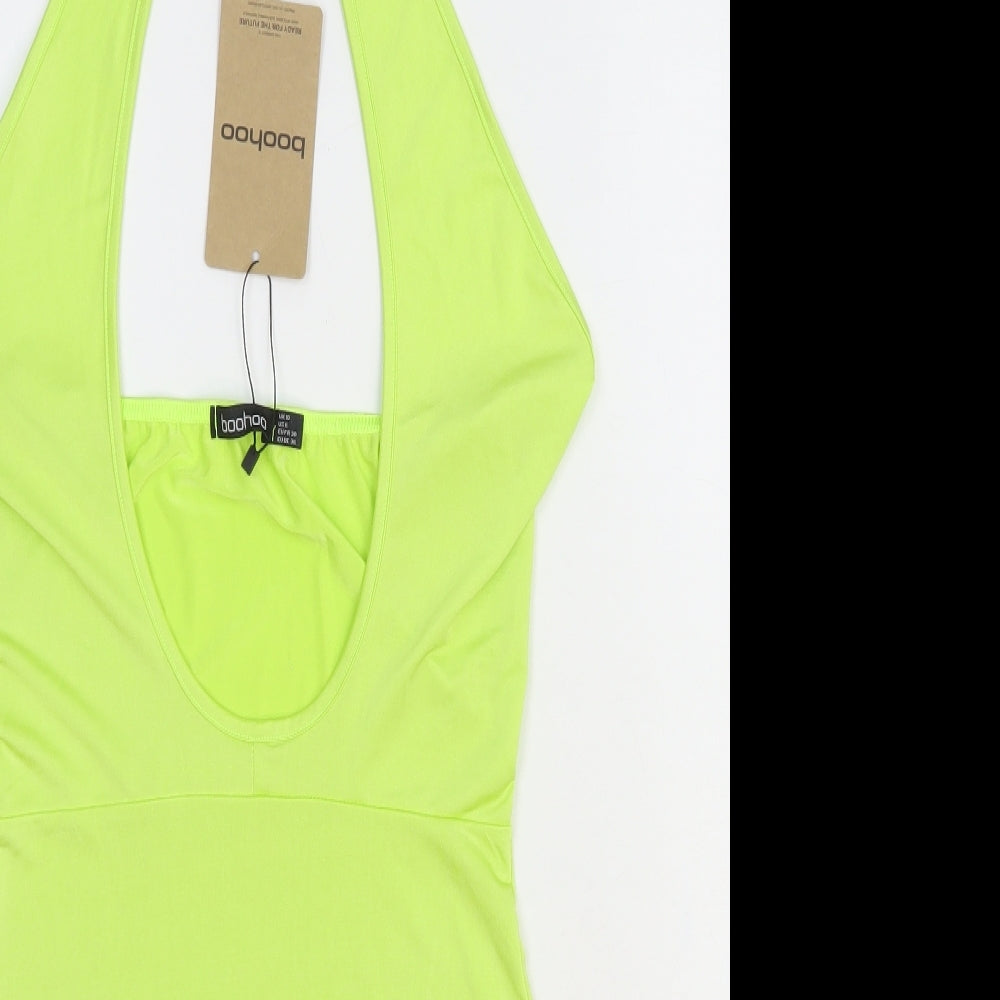 Boohoo Womens Yellow Polyester Bodycon Size 10 Halter Pullover