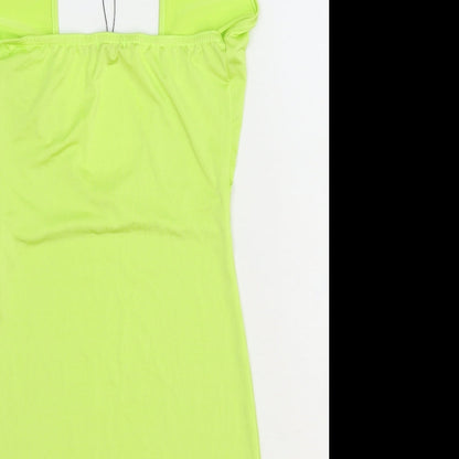 Boohoo Womens Yellow Polyester Bodycon Size 10 Halter Pullover