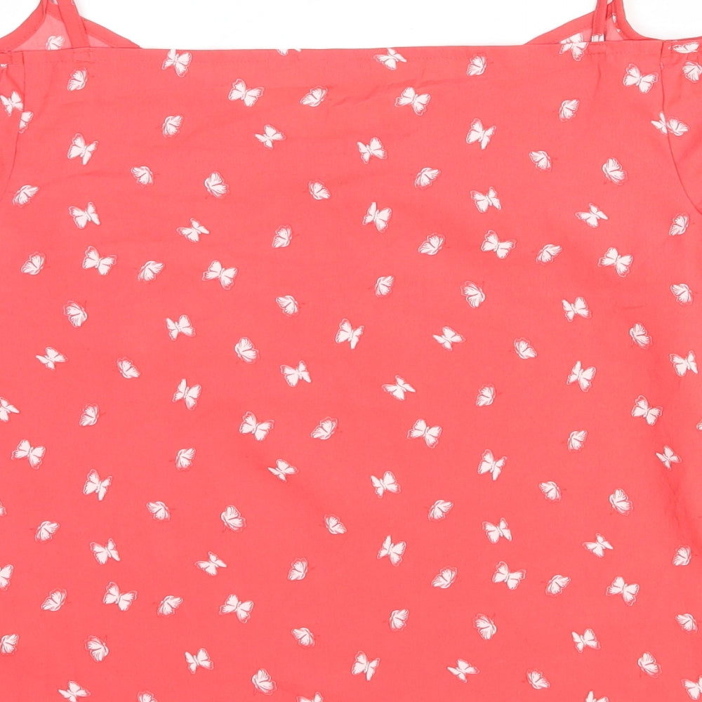 Papaya Womens Pink Geometric Polyester Basic Blouse Size 12 Off the Shoulder - Butterfly