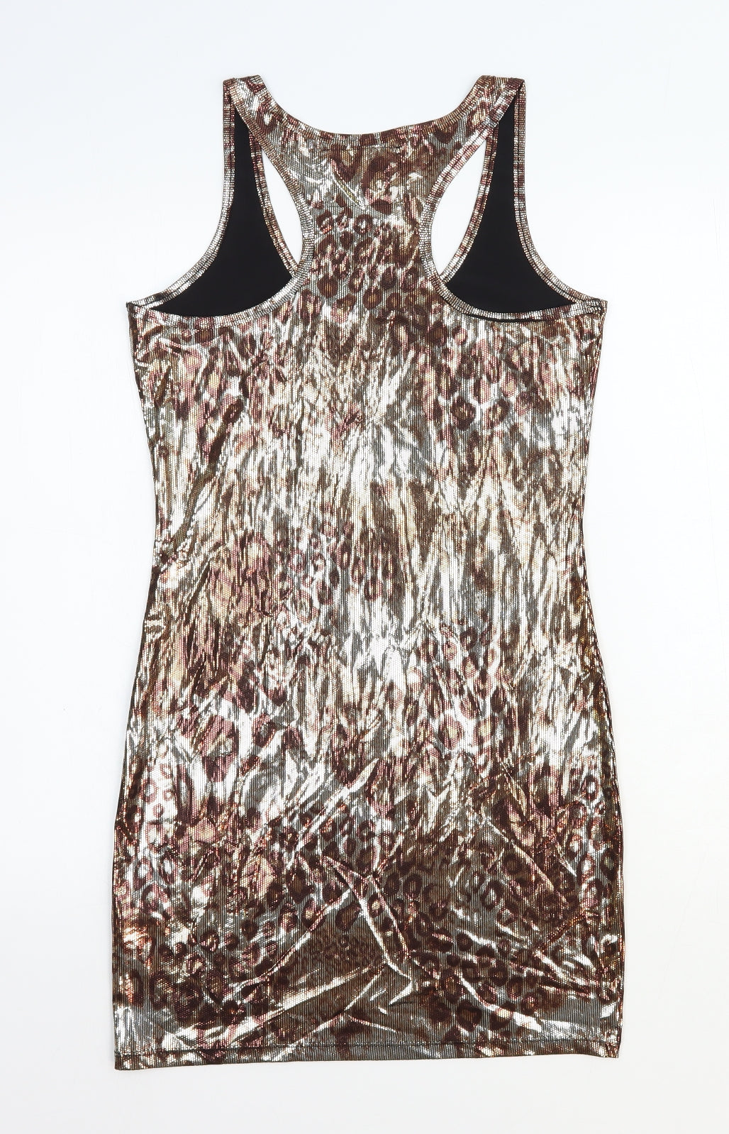 NEXT Womens Silver Animal Print Polyester Tank Dress Size 8 Scoop Neck Pullover