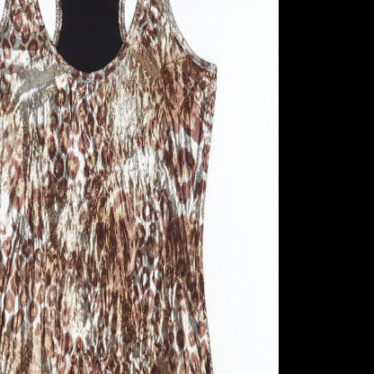 NEXT Womens Silver Animal Print Polyester Tank Dress Size 8 Scoop Neck Pullover