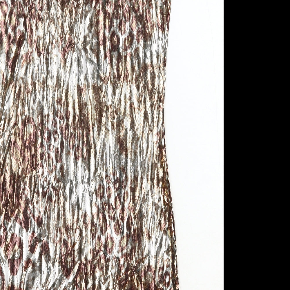 NEXT Womens Silver Animal Print Polyester Tank Dress Size 8 Scoop Neck Pullover