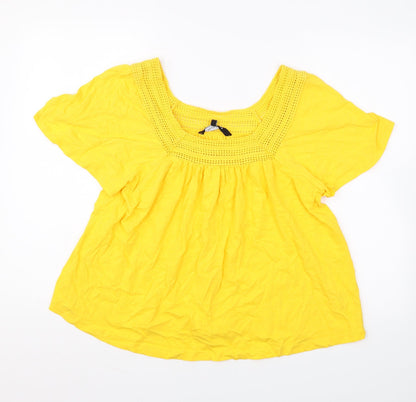 Womens UK Size 16 Peacocks Yellow Basic T-Shirt