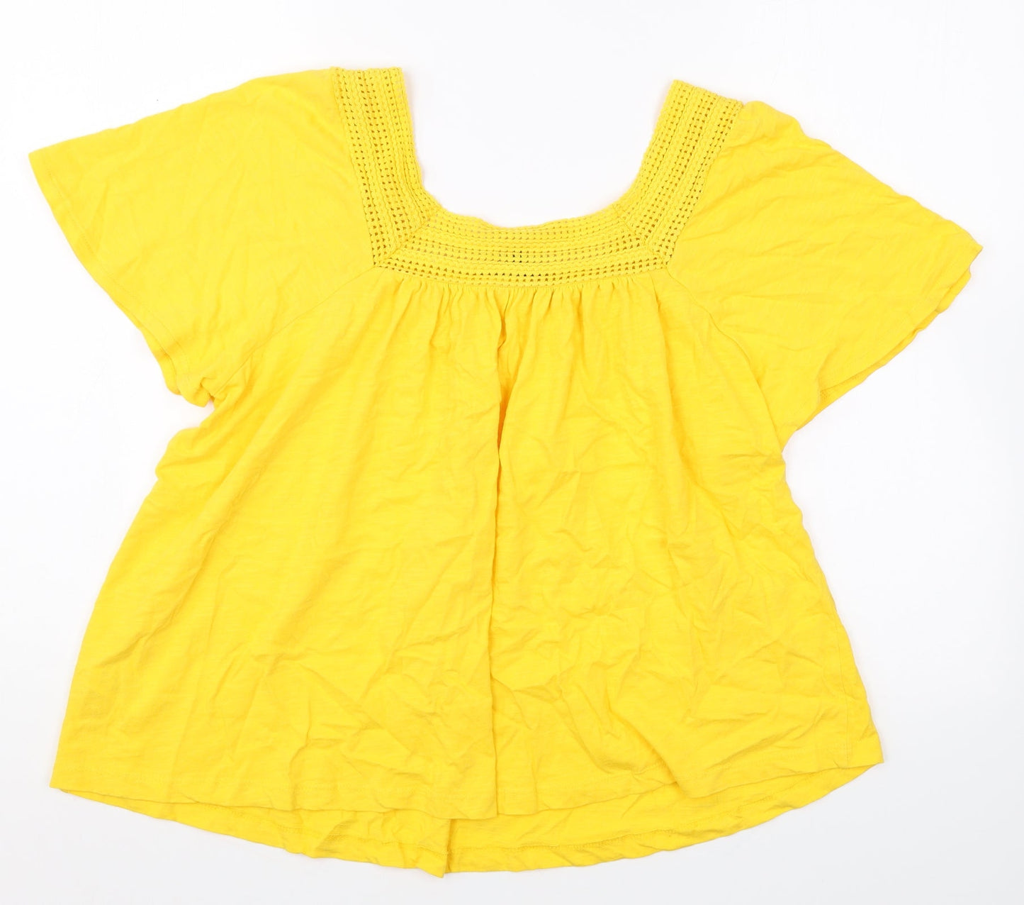Womens UK Size 16 Peacocks Yellow Basic T-Shirt