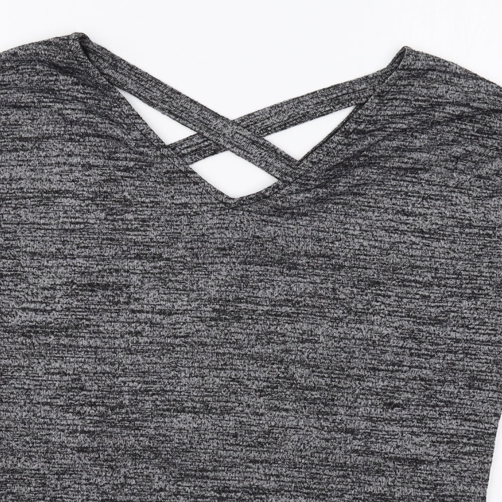 F&F Womens Grey V-Neck Polyester Pullover Jumper Size 8 - Cross Back Detail