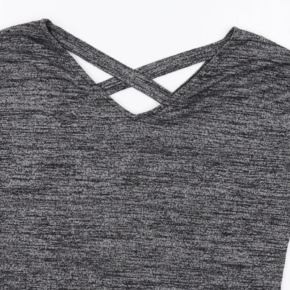 F&F Womens Grey V-Neck Polyester Pullover Jumper Size 8 - Cross Back Detail