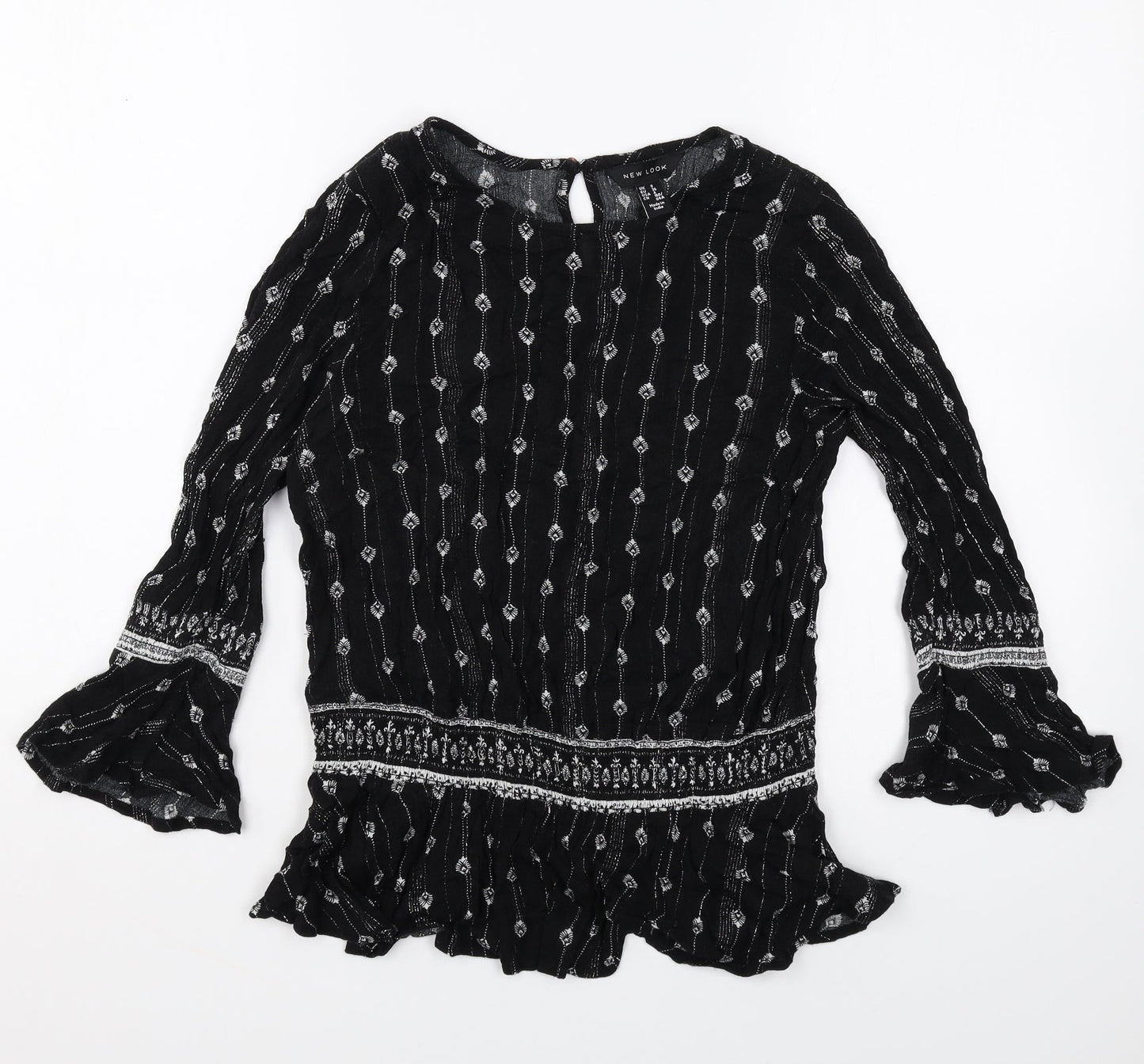 Womens UK Size 8 New Look Black Basic Blouse