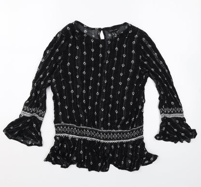 Womens UK Size 8 New Look Black Basic Blouse