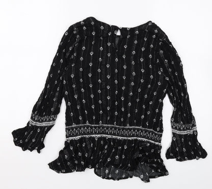 Womens UK Size 8 New Look Black Basic Blouse