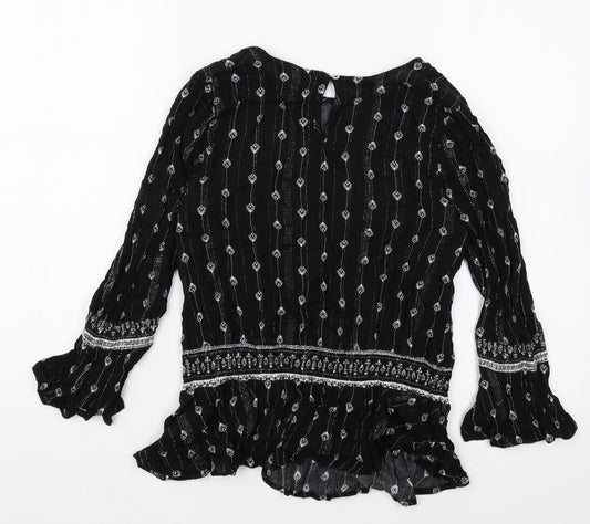 Womens UK Size 8 New Look Black Basic Blouse