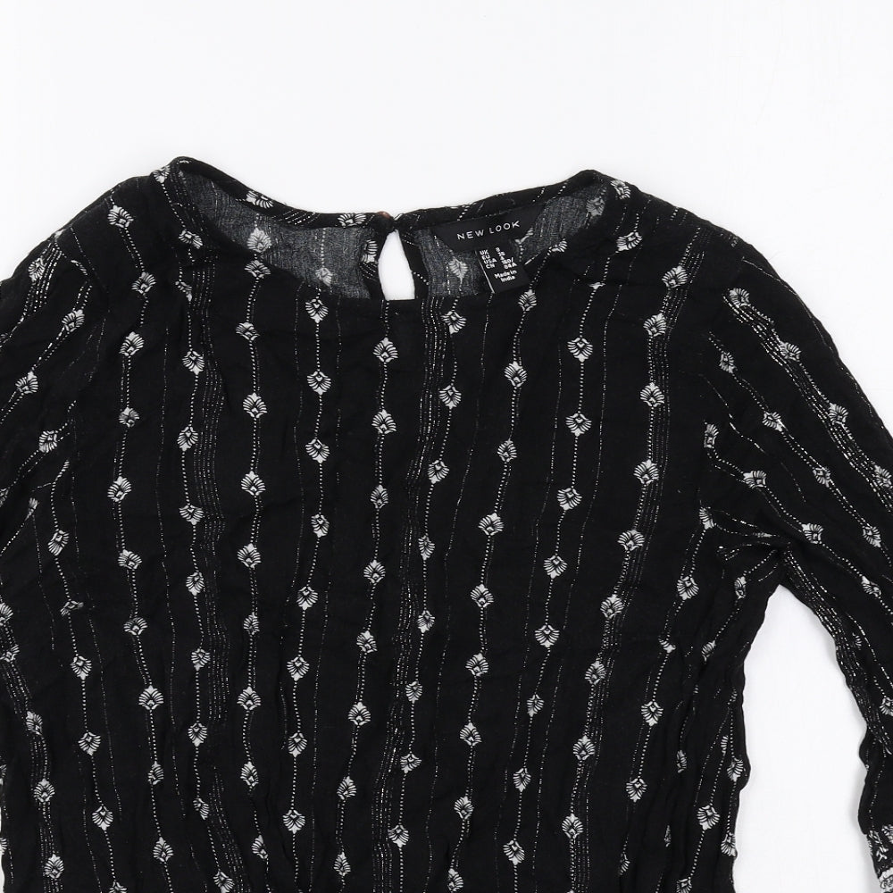 Womens UK Size 8 New Look Black Basic Blouse