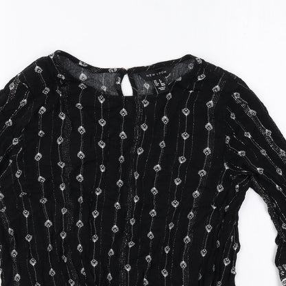 Womens UK Size 8 New Look Black Basic Blouse