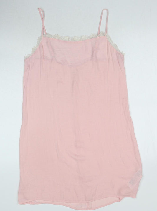 Hollister Womens Pink Polyester Slip Dress Size L Round Neck Pullover - Lace Trim