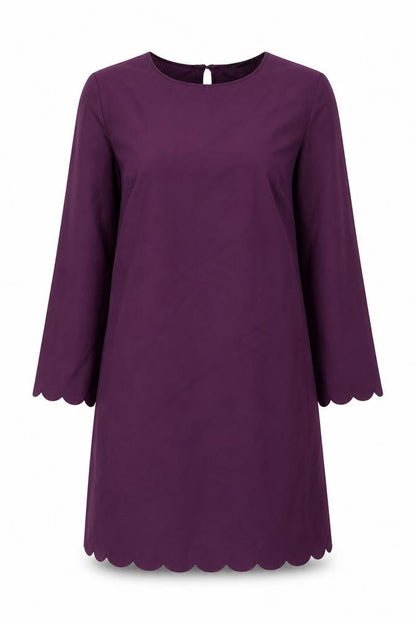 SheIn Womens Purple Polyester A-Line Size S Boat Neck Pullover - Scalloped