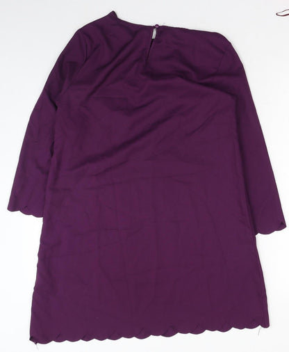 SheIn Womens Purple Polyester A-Line Size S Boat Neck Pullover - Scalloped