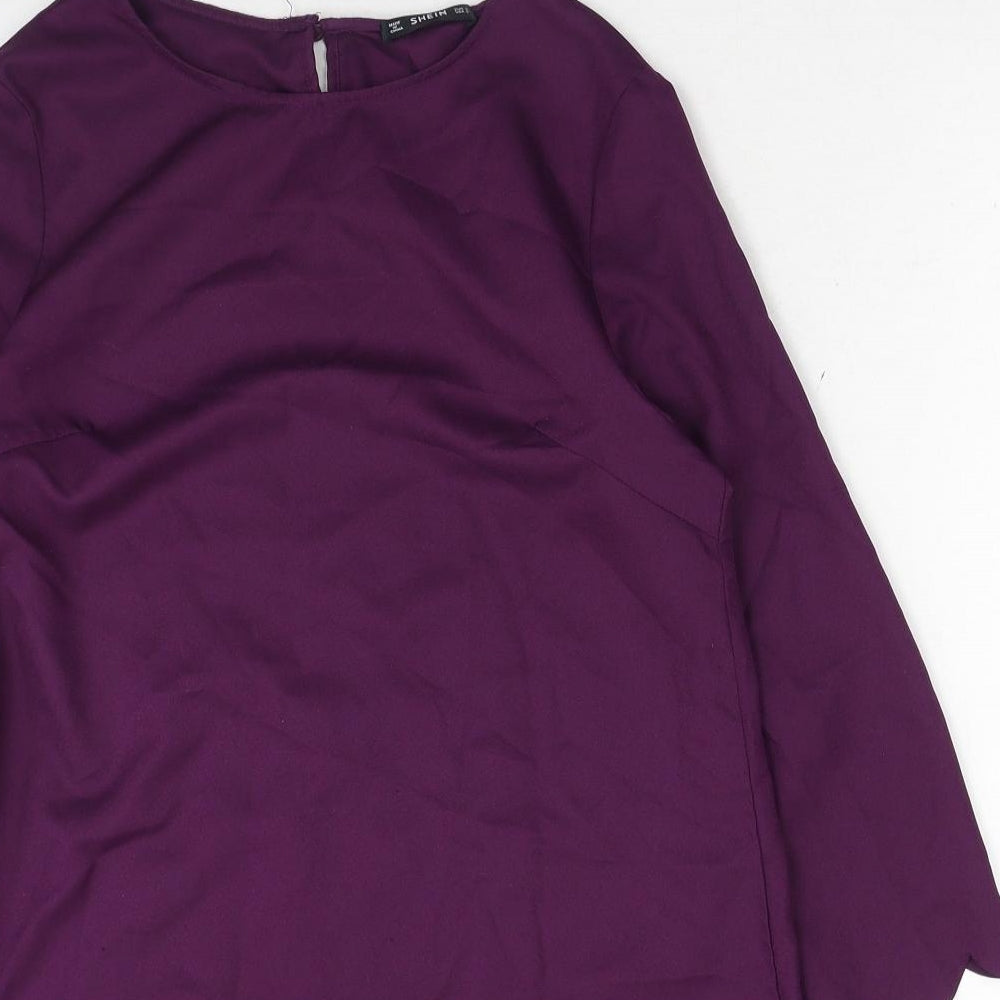 SheIn Womens Purple Polyester A-Line Size S Boat Neck Pullover - Scalloped